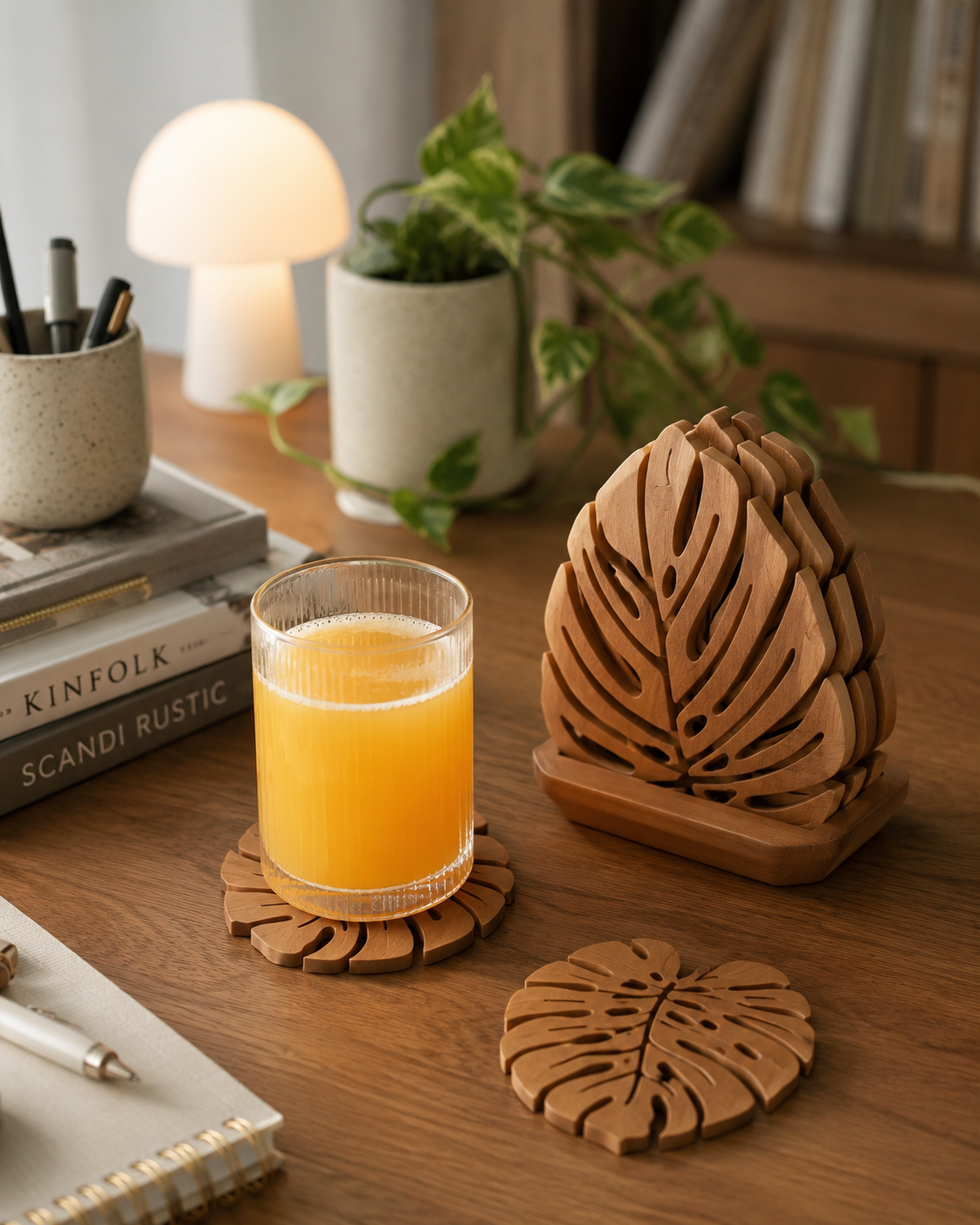 Leafy Luxe Coaster Set With Holder 3
