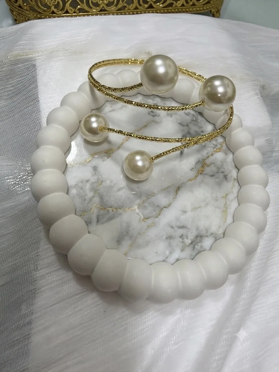 Pearl & Gold Beaded Bracelet Set, view 1 of 3