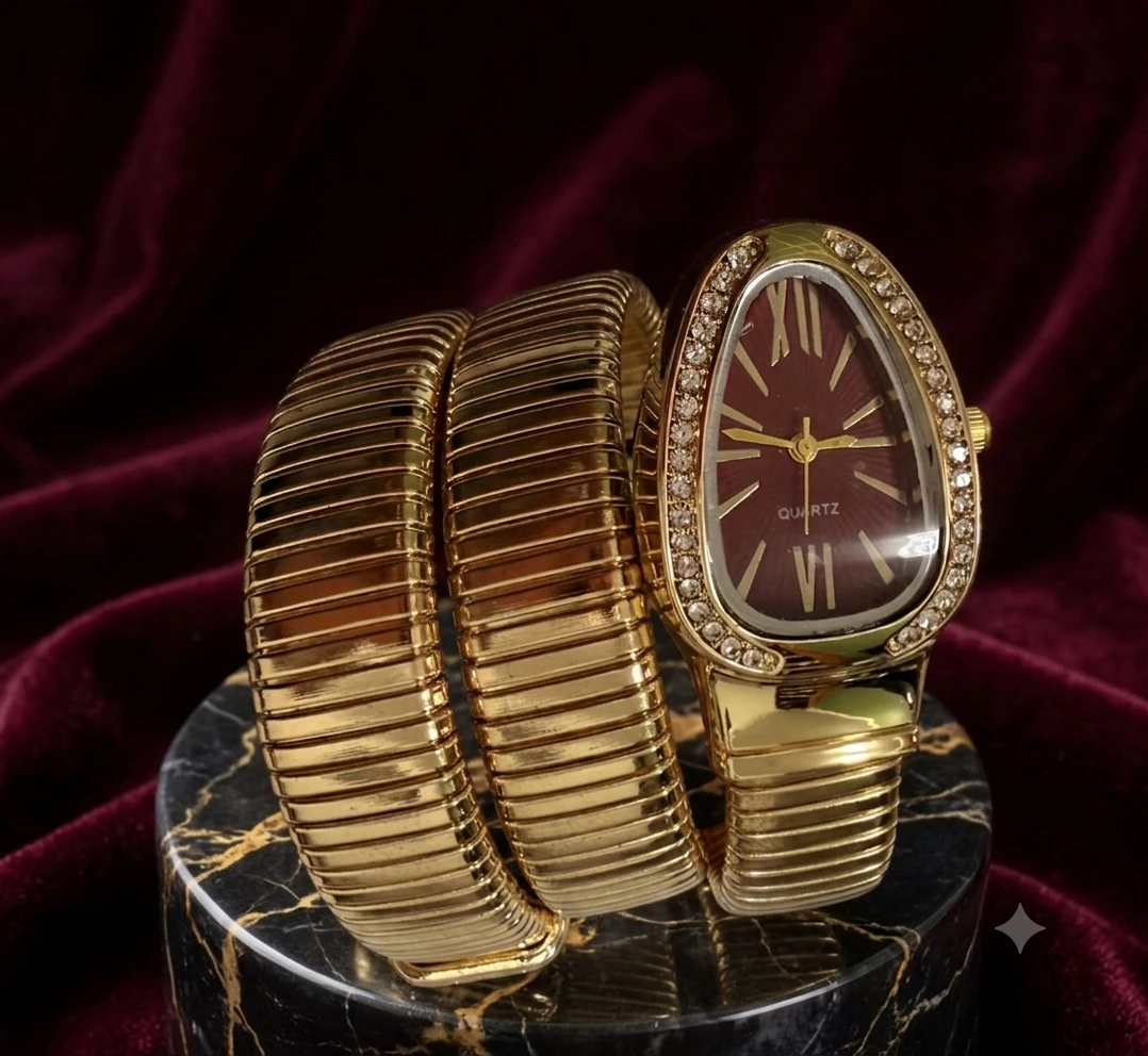 Spiral Gold Watch Bracelet