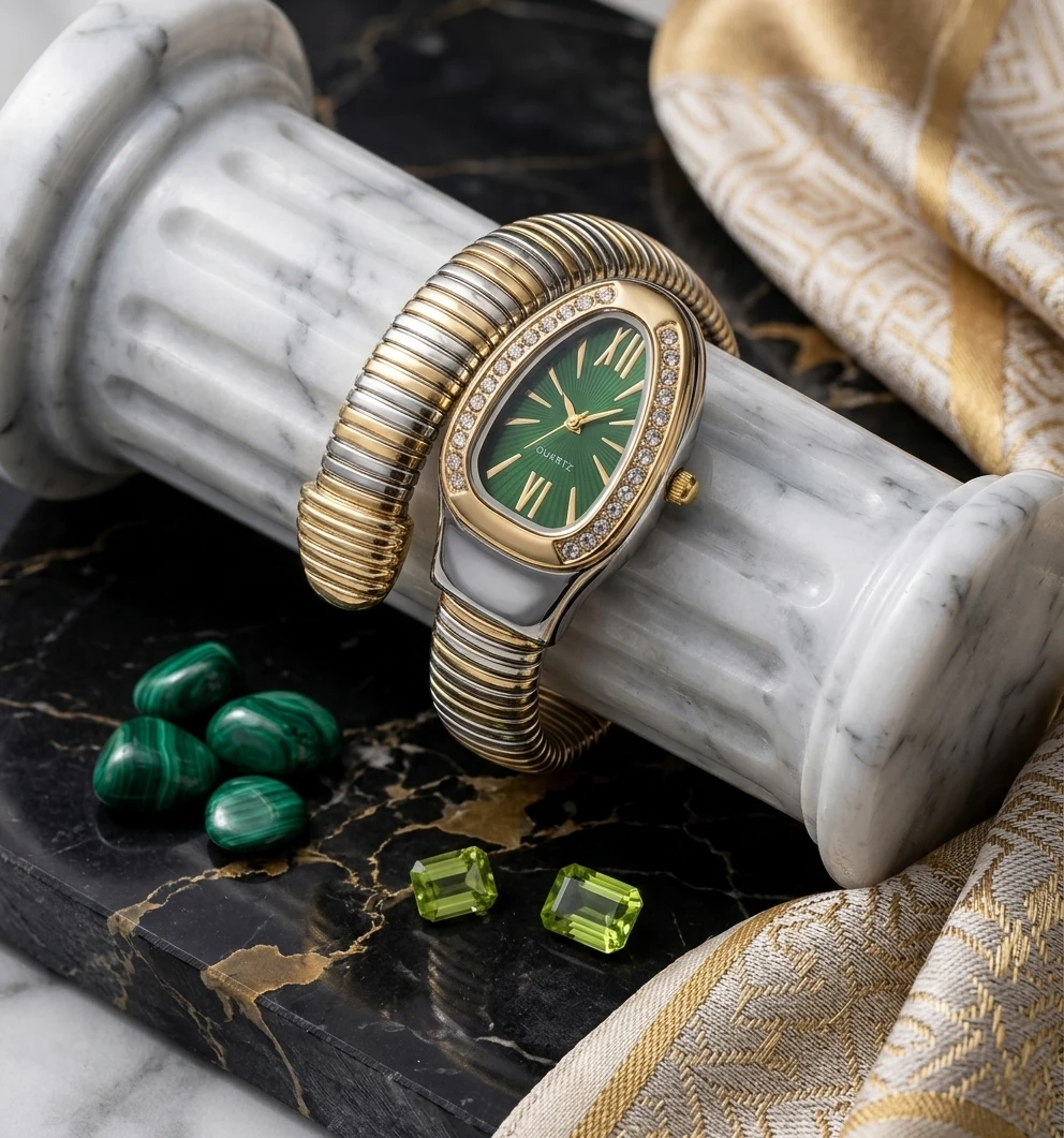 Spiral Dual-Tone Wristwatch-Green dial, view 1 of 2