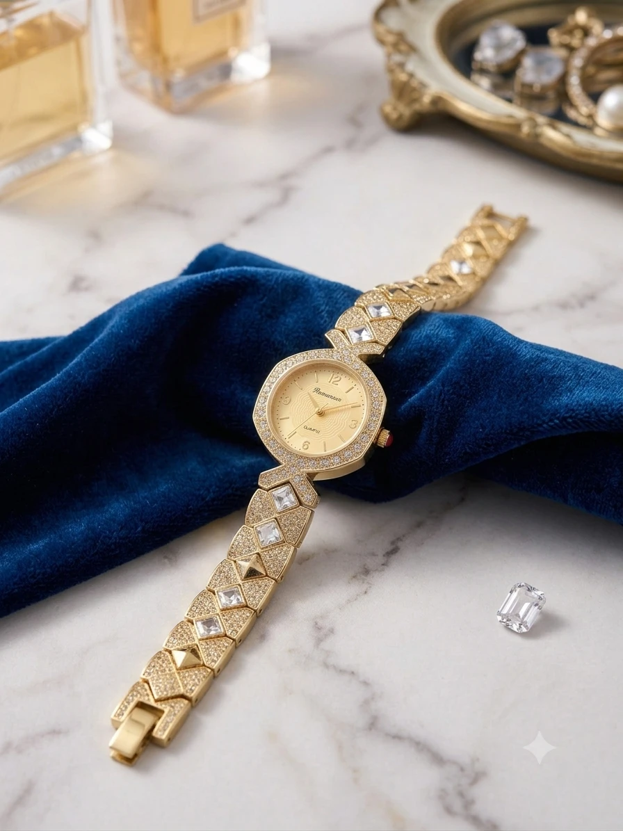 Golden Aura Diamond-Accented Quartz Watch