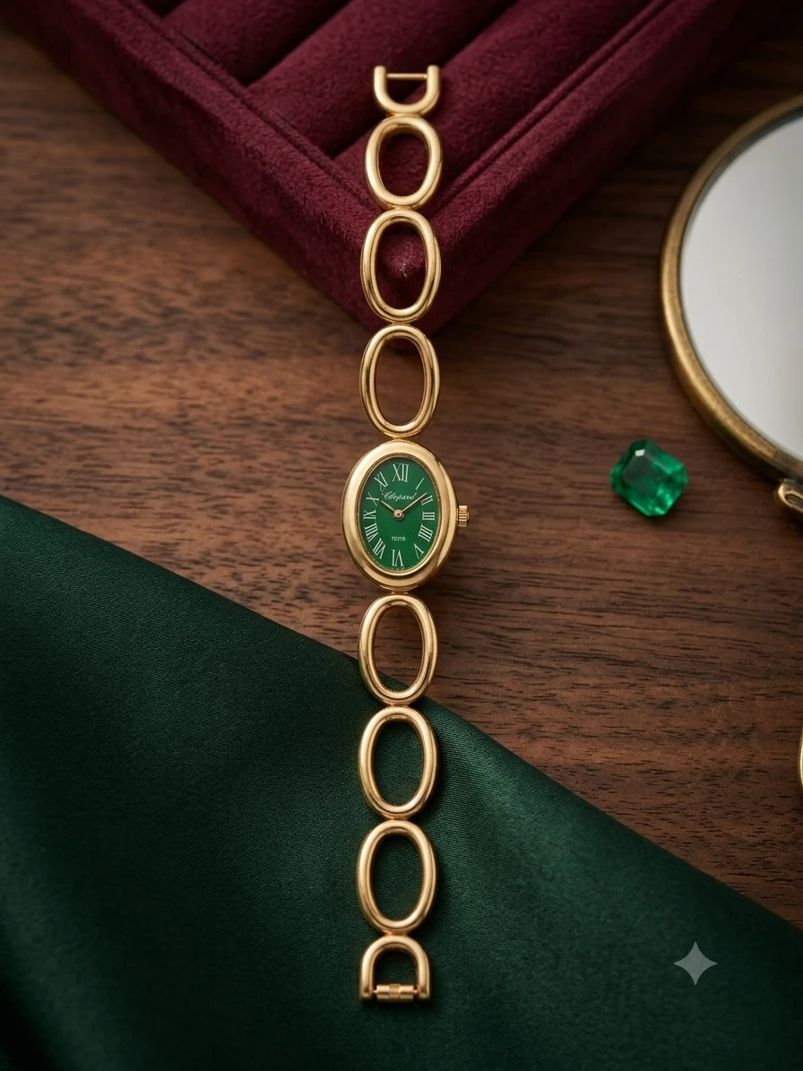 Verdant Links Gold-Plated Watch (Green)