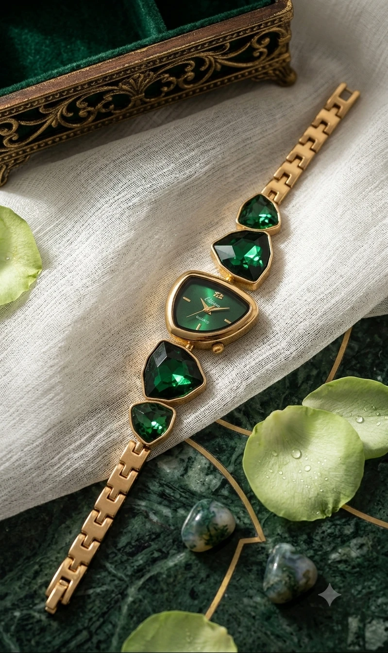Emerald Facet Luxe Watch (Green)